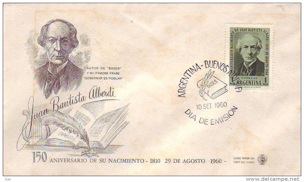 ARGENTINA 1960 - FDC - Yvert 624 - Annullo Speciale Illustrato - J.Bautista Alberti - FDC