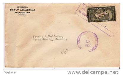 Ho013/ HONDURAS -  Landkarte Mittelamerika/Flugzeug 1935 - Honduras