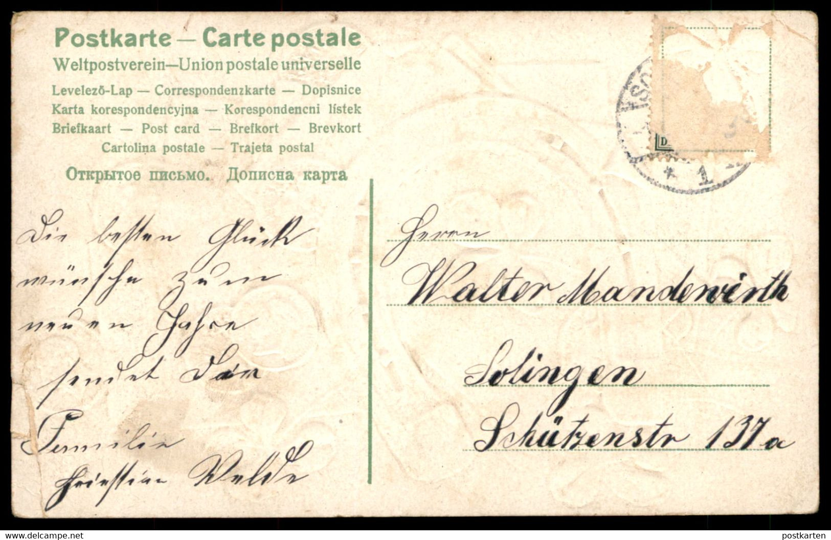 ALTE PRÄGE POSTKARTE NEUJAHR GELDSCHEIN MÜNZEN HUFEISEN KLEEBLATT Geld Billet Money Coin Coins Billettes Cpa Postcard AK - Münzen (Abb.)