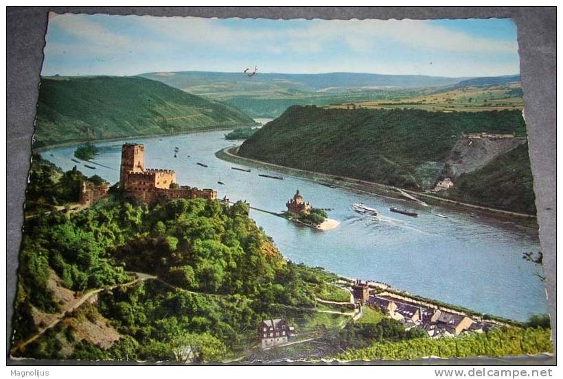 Germany,Kaub,Gutenfels,Fortress,Castle,Pfalz,River,Rhein,postcard - Kaub