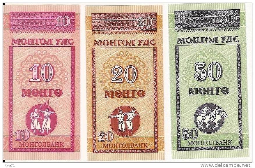 Lot De 3 Billets 10-20-50 Mongo    "MONGOLIE"       UNC  Ro 31 - Mongolia