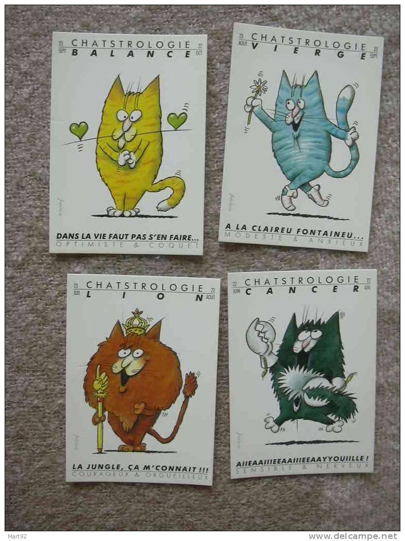 SERIE CHATSTROLOGIE 12 CARTES AVEC DES CHATS - Janser