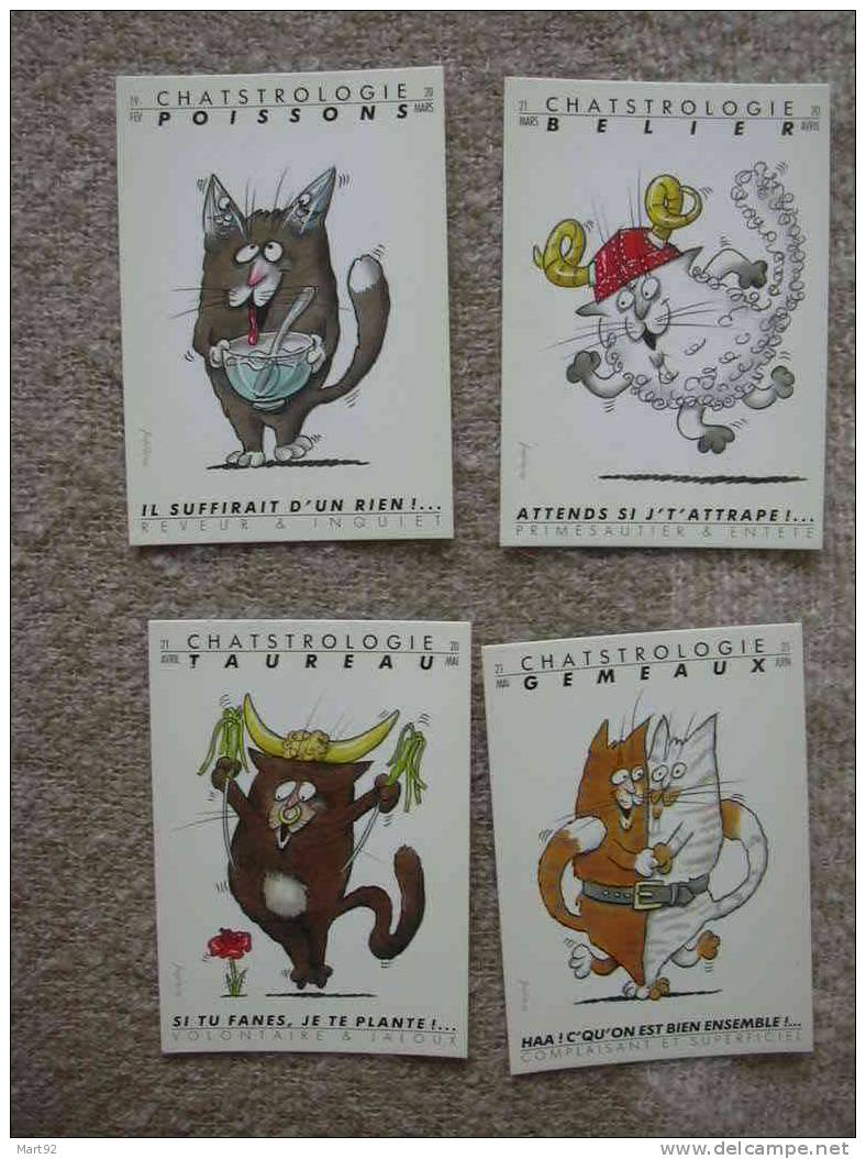 SERIE CHATSTROLOGIE 12 CARTES AVEC DES CHATS - Janser