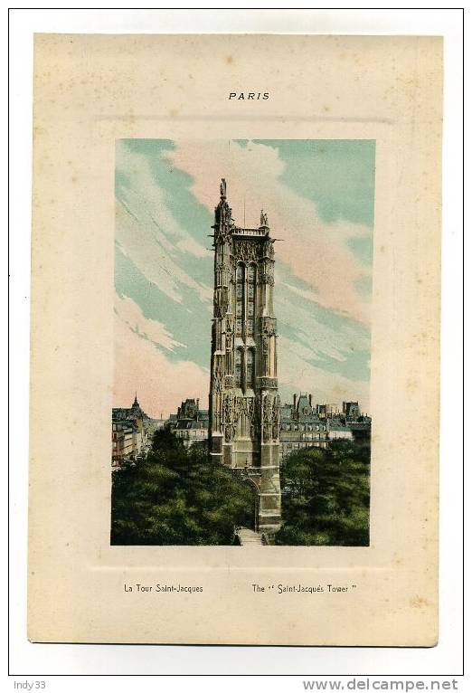 - PARIS . LA TOUR SAINT-JACQUES .  REPRO DE PHOTO EN COULEURS DU DEBUT DU XXe S. - Jacques