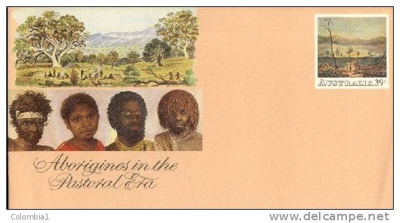 AUSTRALIE Entier Postal 39c " Aborigines In The Pastoral Era" - Entiers Postaux