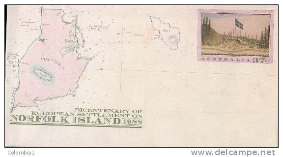 AUSTRALIE Entier Postal 37c Bicentenaire Norfolk Island - Entiers Postaux