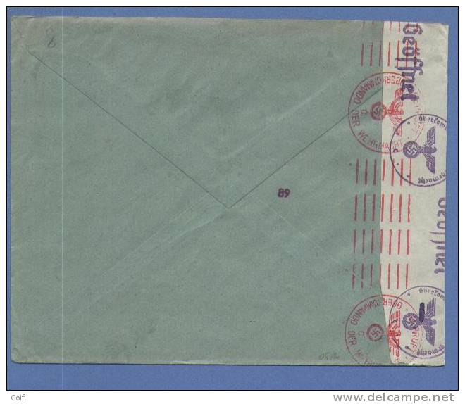 430 Op Brief Met Stempel GENT Naar Duitsland, Met Censuur Strook En Stempel - 1936-51 Poortman