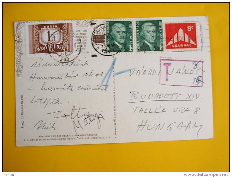 Hawaii US, 1960- Sent To Hungary Porto Stamp    D2259 - Other & Unclassified