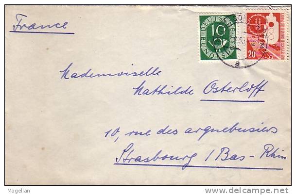 Allemagne - Yvert N° 14 & 55 Sur Lettre Pour La France - Strasbourg (67) - Briefe U. Dokumente