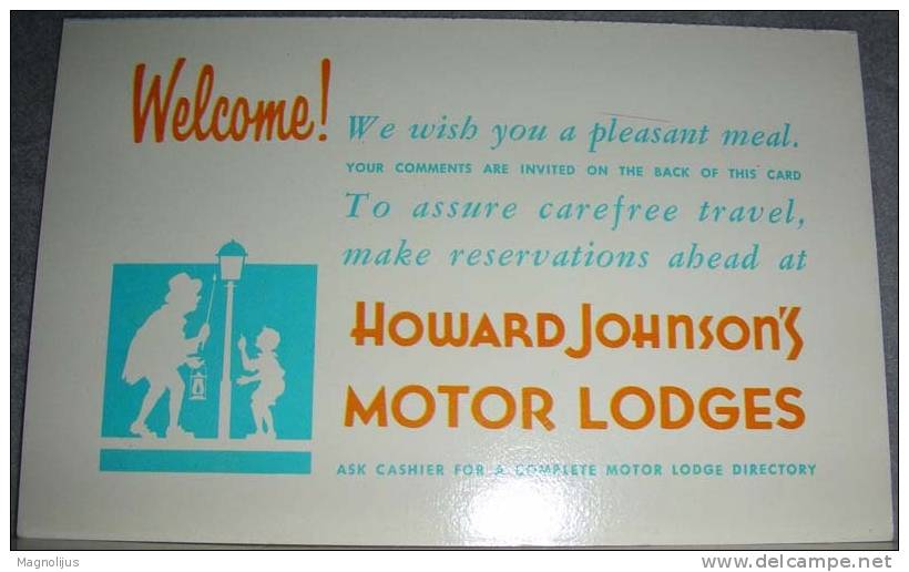 United States,Restaurant,Howard Johnson´s,"Motor Lodges",Advertising,With Coupon,postcard - American Roadside