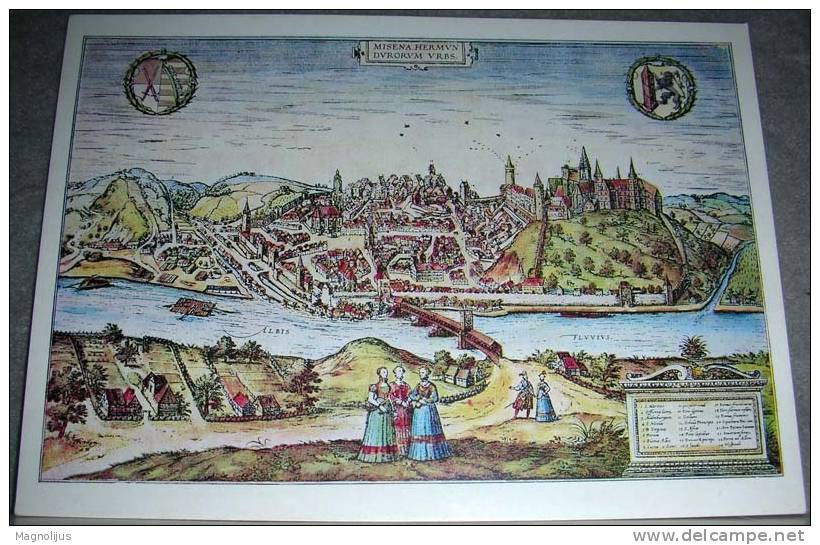 Germany,Braun-Hogenberg,View Of Meissen,Reprint,Old Gravure,postcard - Meissen