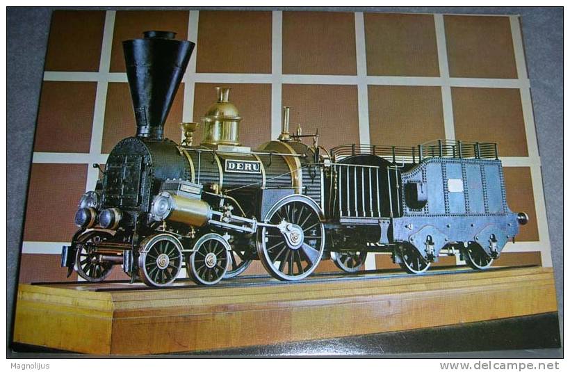 Train,Locomotive,Steam Engine,Modell,Of Year 1847.,"Deru",postcard - Materiale