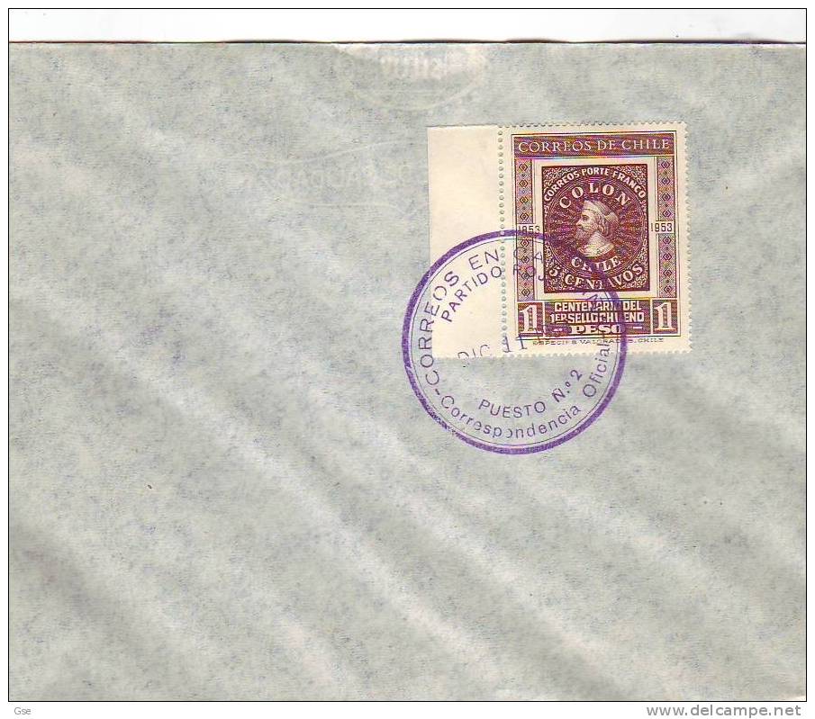 CILE 1954 - Lettera - Yvert 238 - C.Colombo - Christoffel Columbus