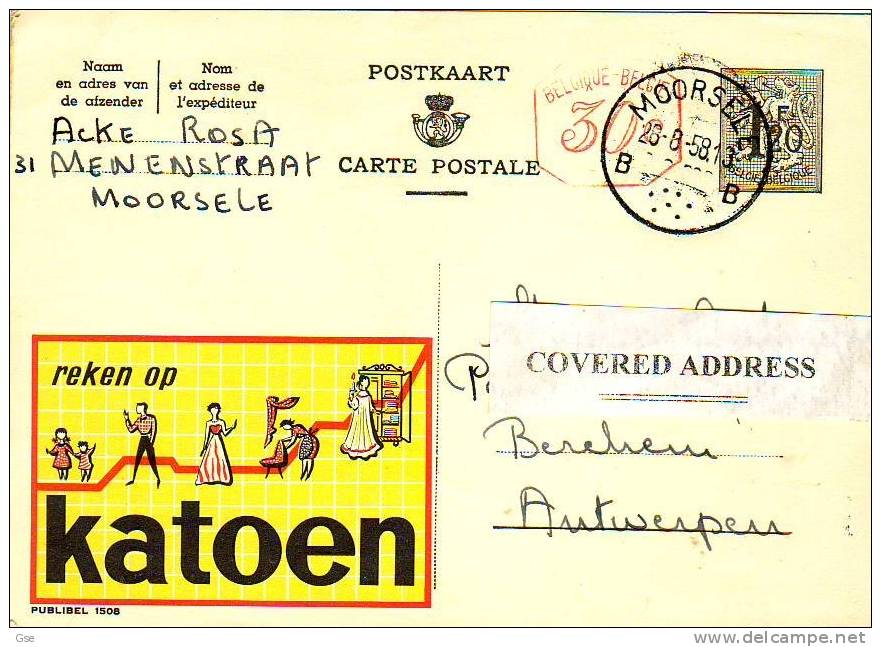 BELGIO 1958 - Intero Postale - Abbigliamento - Textiles