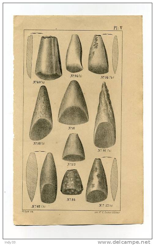 - ARCHEOLOGIE DU HAUT-RHIN . LITHO DU XIXe S. PL. V - Autres & Non Classés