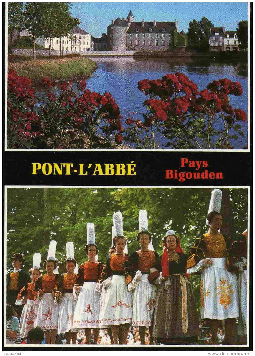 CPSM, LE PAYS BIGOUDEN, PONT L´ABBE, LE CHATEAU DES BARONS ET LA COIFFE BIGOUDENNE, - Pont L'Abbe