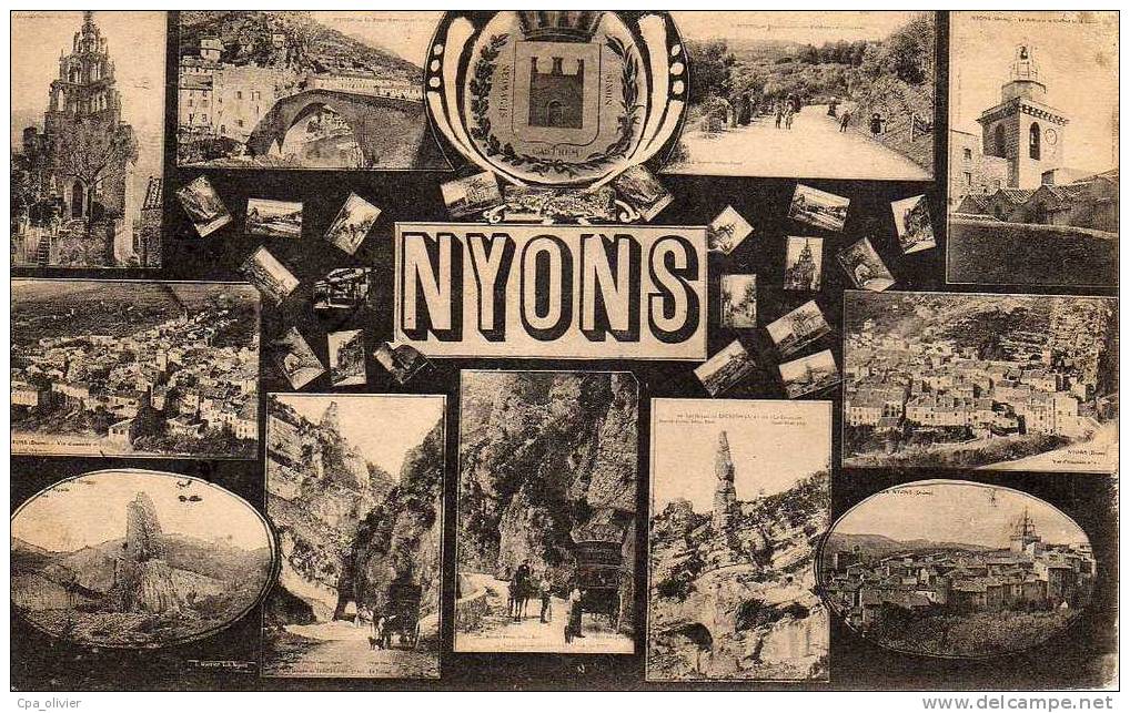 26 NYONS Fantaisie, Multivue, 11 Vues, Armes De La Ville, Pub Café Girard, Ed Petit, 1911 - Nyons