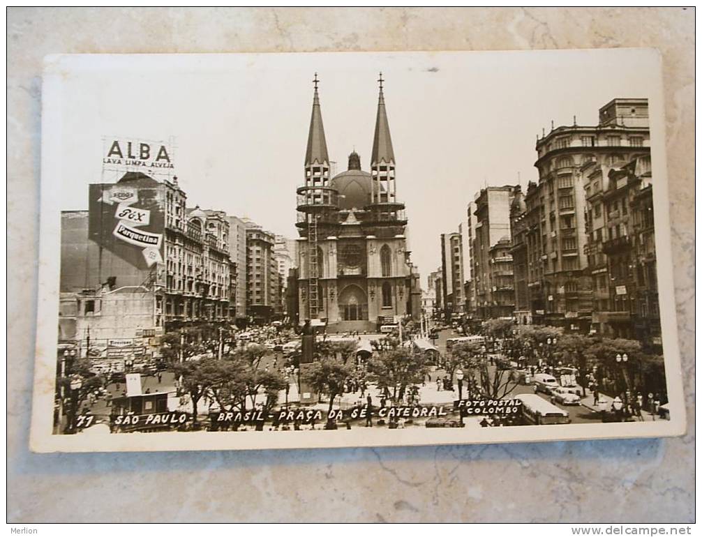 Sao Paulo Real Photo PC, Crowded Street Traffic ,cars Cca 1955- Sent To Hungary  D2388 - São Paulo