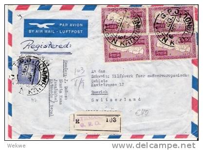 Nep001/ NEPAL -  Landkarte (9 X) + Zusatzmarke 1960 - Nepal