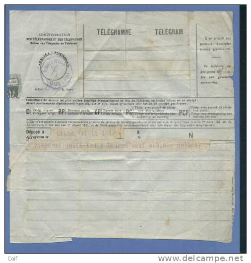 Telegram Met Telegraafstempel KORTRIJK / COURTRAI Zonder Datummidden(noodstempel), Datum Met Potlood 1/7 !! - Fortuna (1919)