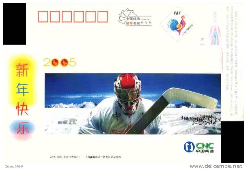 Hockey,bird , Penguin, Bear, Pre-stamped Postcard - Hockey (sur Glace)