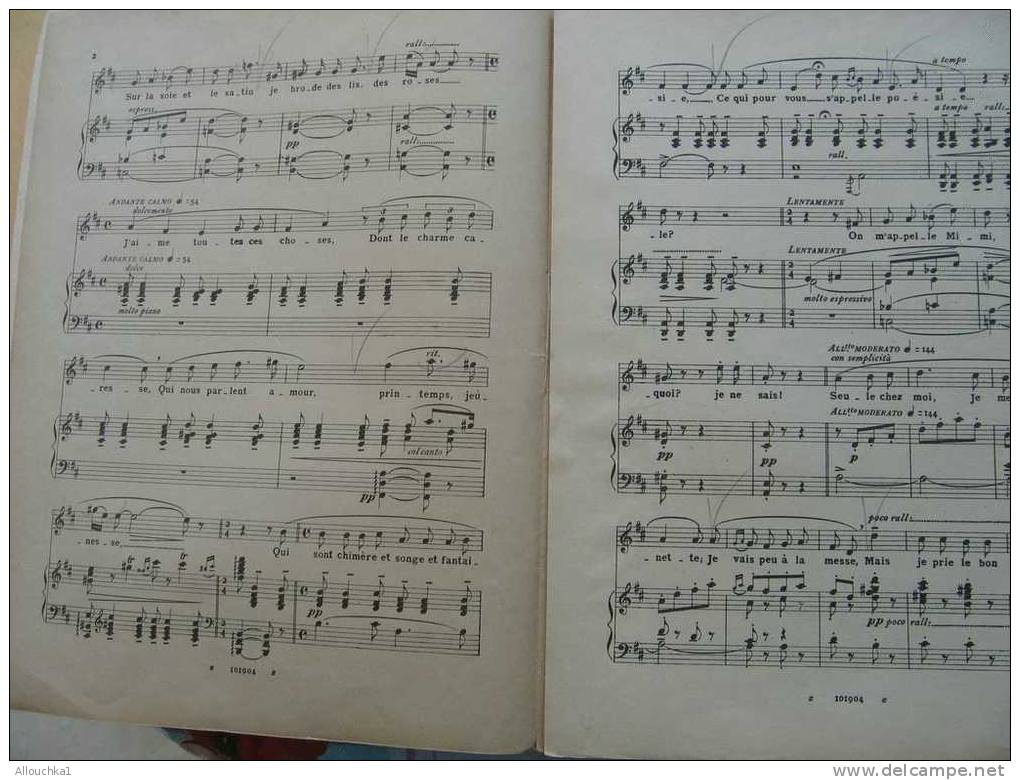 MUSIIQUE & PARTITION CLASSIQUE  G. PUCCINI LA BOHEME  8 PAGES  4 ACTES CHANT ET PIANO EDITEUR  G. RICORDI ITALIE - Klavierinstrumenten