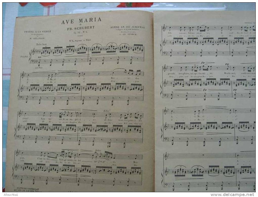 MUSIIQUE & PARTITION CLASSIQUE DU CHANT  FR. SHUBERT   8 PAGES " AVE MARIA"  EDITION COSTALLAT L. DE LACOUR FRANCE - Klavierinstrumenten