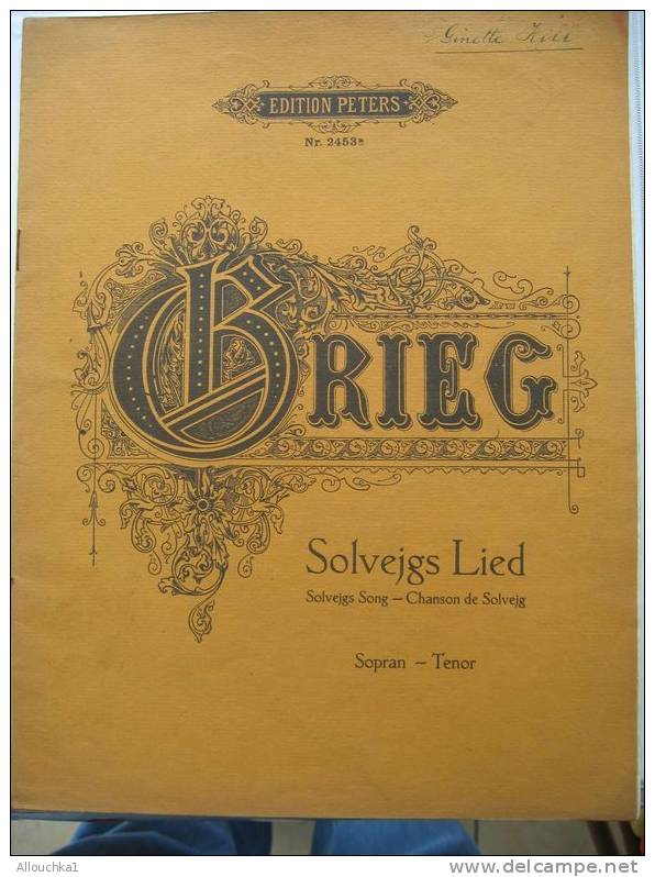 MUSIQUE & PARTITION POUR PIANO EDVARD GRIEG " BELIEBE LIEDER "FUR  UND KLAVIER  EDITIONS PETERS / ALLEMAGNE - G-I