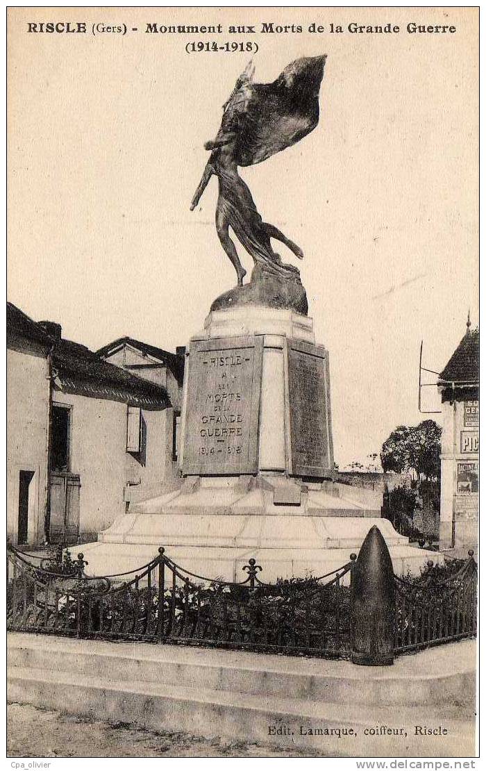 32 RISCLE Monument Aux Morts, Guerre 1914-18, Ed Lamarque, 192? - Riscle