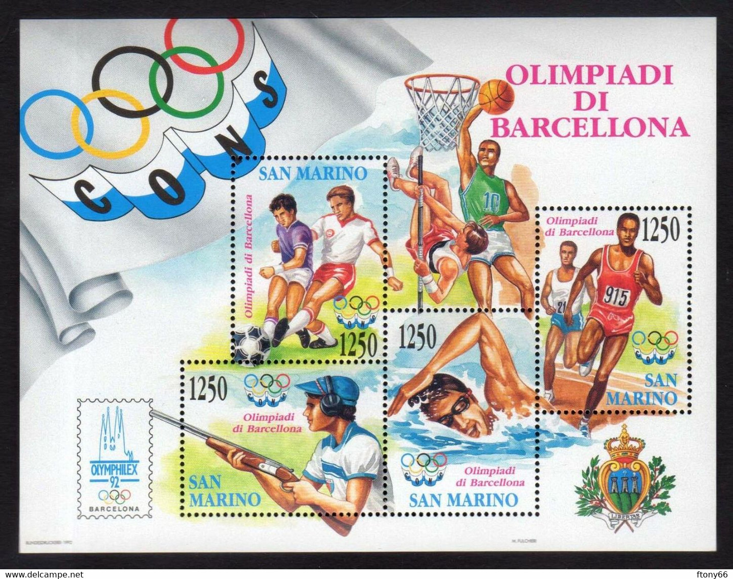 1992 San Marino - Foglietto "Olimpiadi Di Barcellona" - Nuovo MNH** - Blocchi & Foglietti