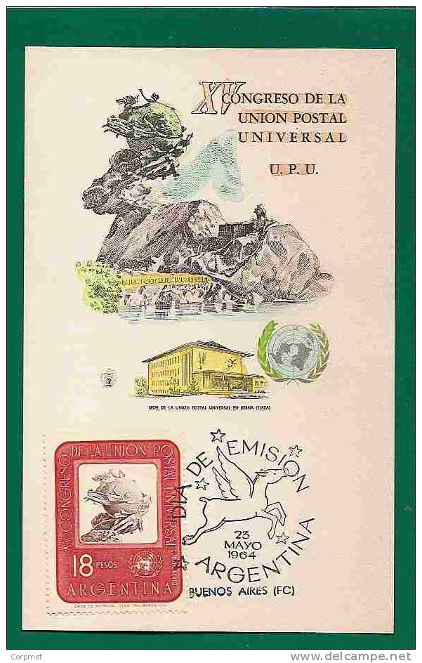 U.P.U. - XV UPU CONGRESS - 1964 ARGENTINA FIRST DAY CARD Cancel HORSE With WINGS - U.P.U.