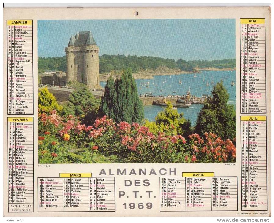 ALMANACH DES PTT  DOUBLE ANNEE 1969 - ST SERVAN/CHATEAU DE RABMOUILLET  - Cliché C.A.P Et Photo Fronval - Big : 1961-70