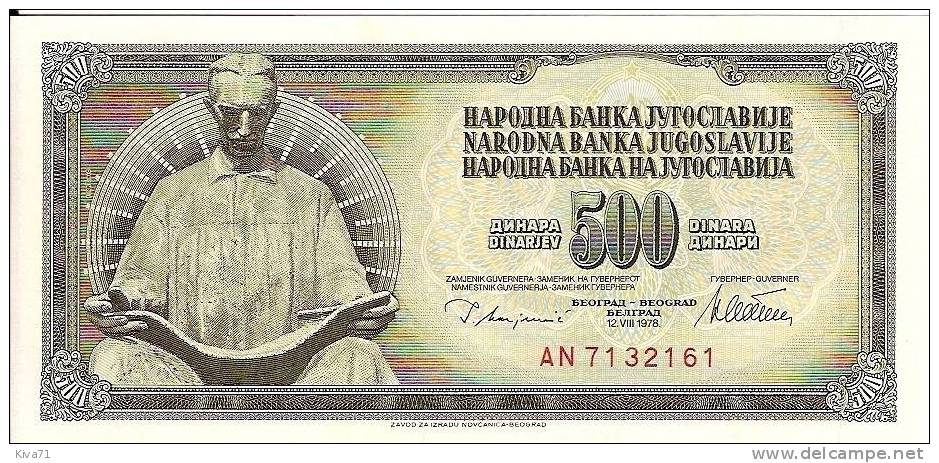 500 Dinara   "YOUGOSLAVIE"  12  Aoùt 1978    UNC   Bc152 - Jugoslawien