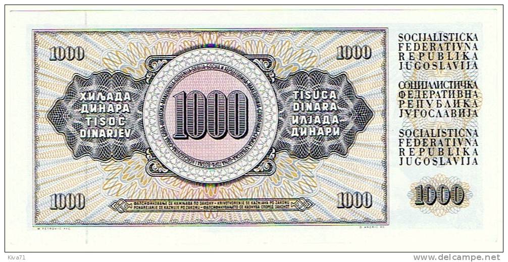 1000 Dinara   "YOUGOSLAVIE"  4  Novembre 1981    UNC   Bc152 - Yugoslavia