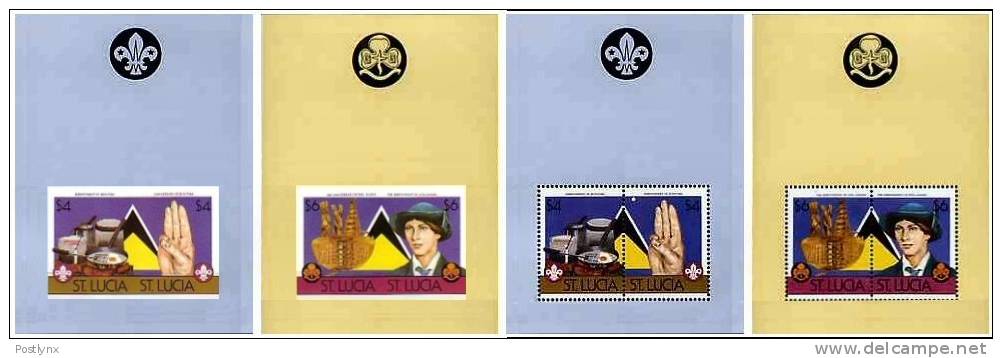 BULK:5 X  ST.LUCIA 1988 Scouting 4$,$6 Imperf.souvenir Sheets + Normals:4, (20 Sheets) - St.Lucia (1979-...)