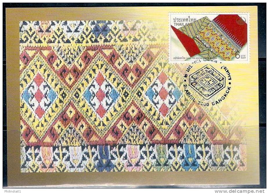 Thailand 2000 Textile, Embroidery, Handloom Cloth Max Card # 7949 - Textile