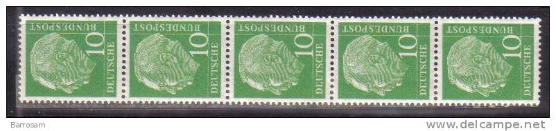 GERMANY:1954 Michel183wvr Strip Of 5 MNH** - Ungebraucht