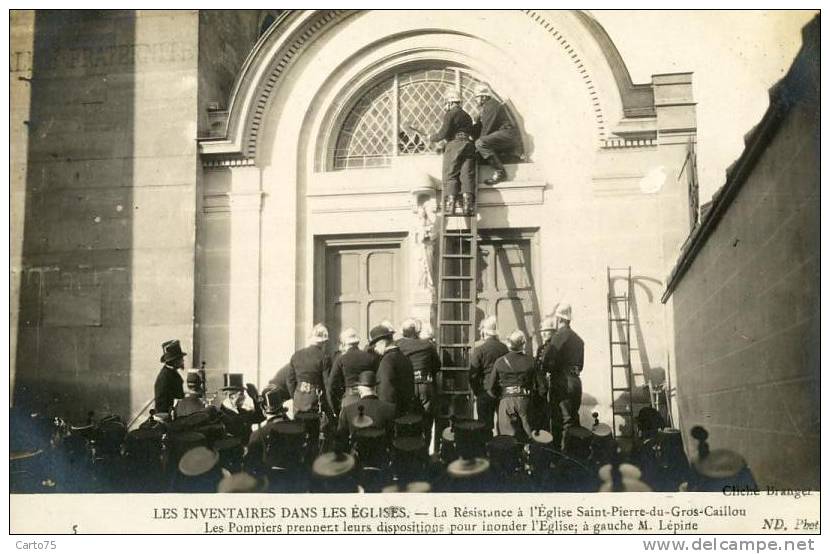 HISTOIRE -Inventaires Eglises -Religion -Gendarmes - Préfet Lépine -Pompiers -Carte-Photo -St Pierre Gros Caillou Paris - History