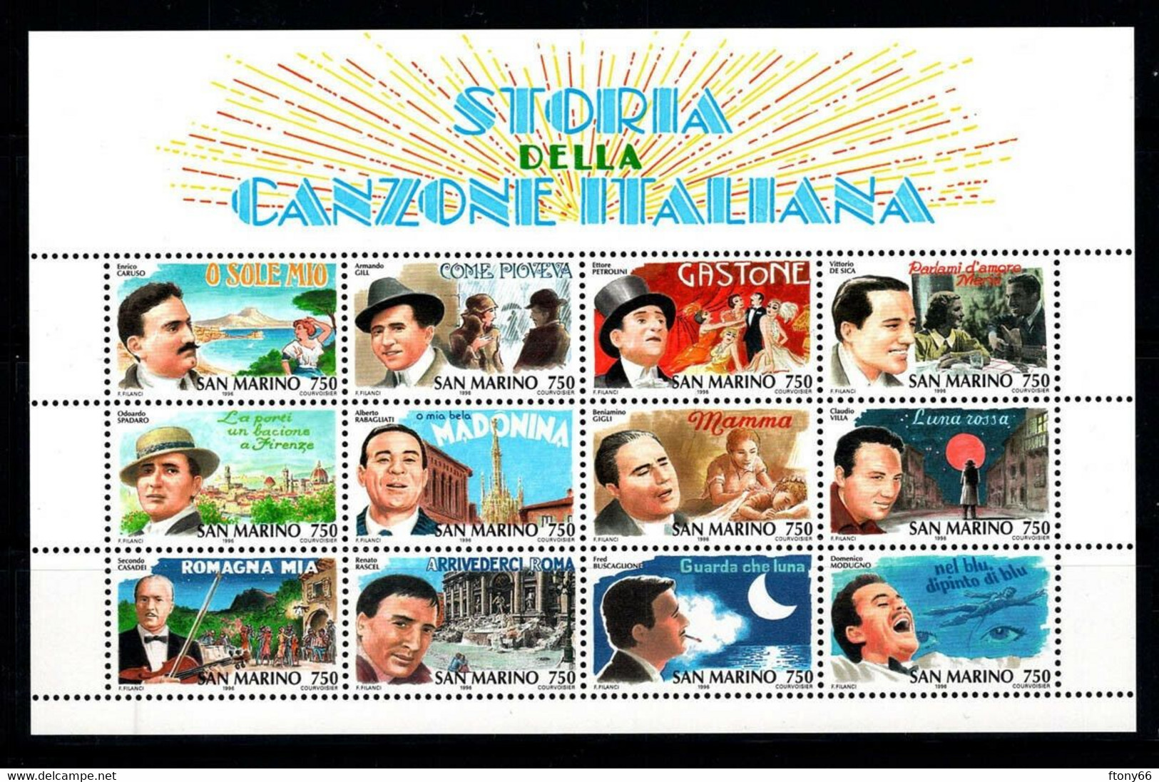 1996 San Marino Foglietto "Storia Della Canzone Italiana" - Nuovo Gomma Integra MNH** - Hojas Bloque