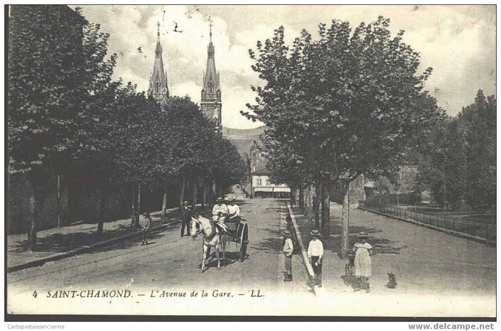 42 Loire ¤ SAINT CHAMOND 1921 ANIMATION VILLAGEOISE CHARETTE AVENUE GARE TTB+ /C187 - Saint Chamond