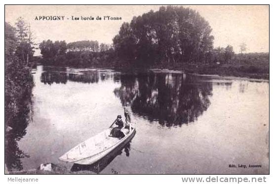 Cpa Appoigny (89) Bords De L' Yonne , Animée , Barque . Ed Lévy - Auxerre - Appoigny