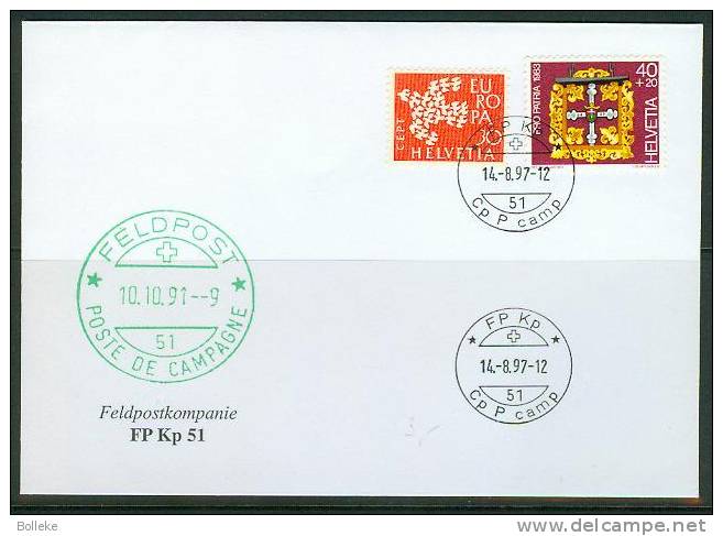 Suisse -  Lettre Militaire  -  Feldpost FP Kp 51 En 1991 - Poste De Campagne - Documenti