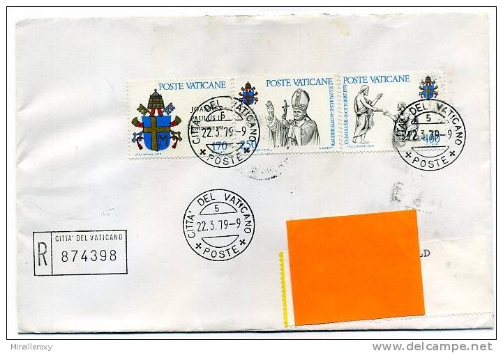 VATICAN LETTRE RECOMMANDEE RELIGION PAPE ARMOIRIE - Storia Postale