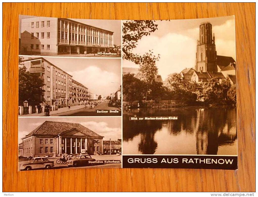 Rathenow Multiview, Kulturhaus, Ho-Kaufhaus ,Trabant RPPC FOTO-AK Cca 1960-  XF+ D2870 - Rathenow