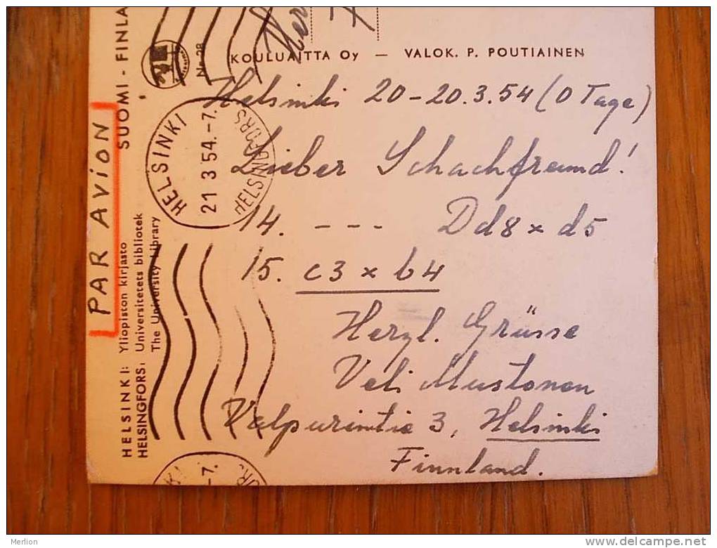 Helsinki Helsingfors  Chess Moves Correspondence Echecs Correspondance 1954 XF D2931 - Schaken