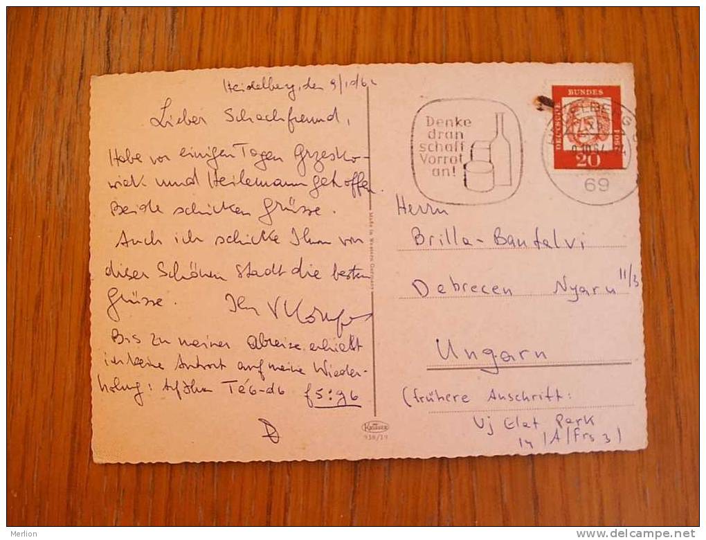 Heidelberg  Germany  Chess Moves Correspondence Echecs Schach 1964 XF D2956 - Schach