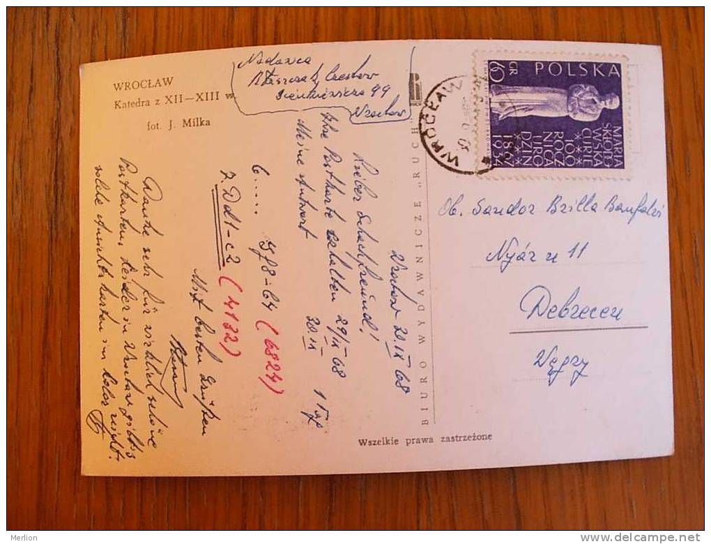 Wroclaw Poland  Chess Moves Correspondence Echecs Schach 1968 XF D2957 - Schaken