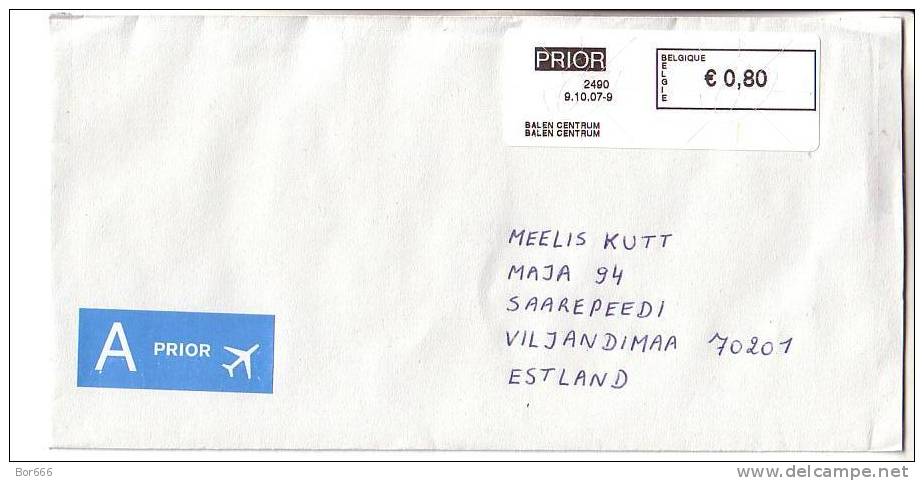 GOOD Postal Cover BELGIUM To ESTONIA 2007 - Postage Paid 0,80€ - Briefe U. Dokumente