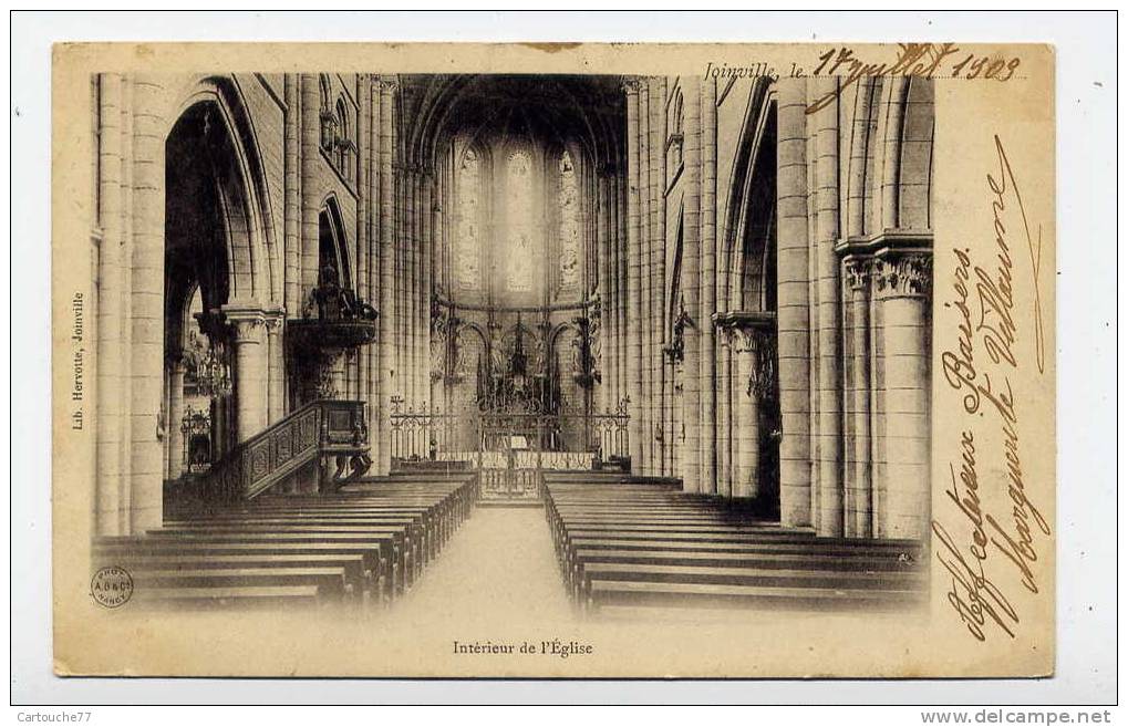 K8 - JOINVILLE - Intérieur De L'église (carte Précurseur De 1903 - Oblitération De Joinville) - Joinville