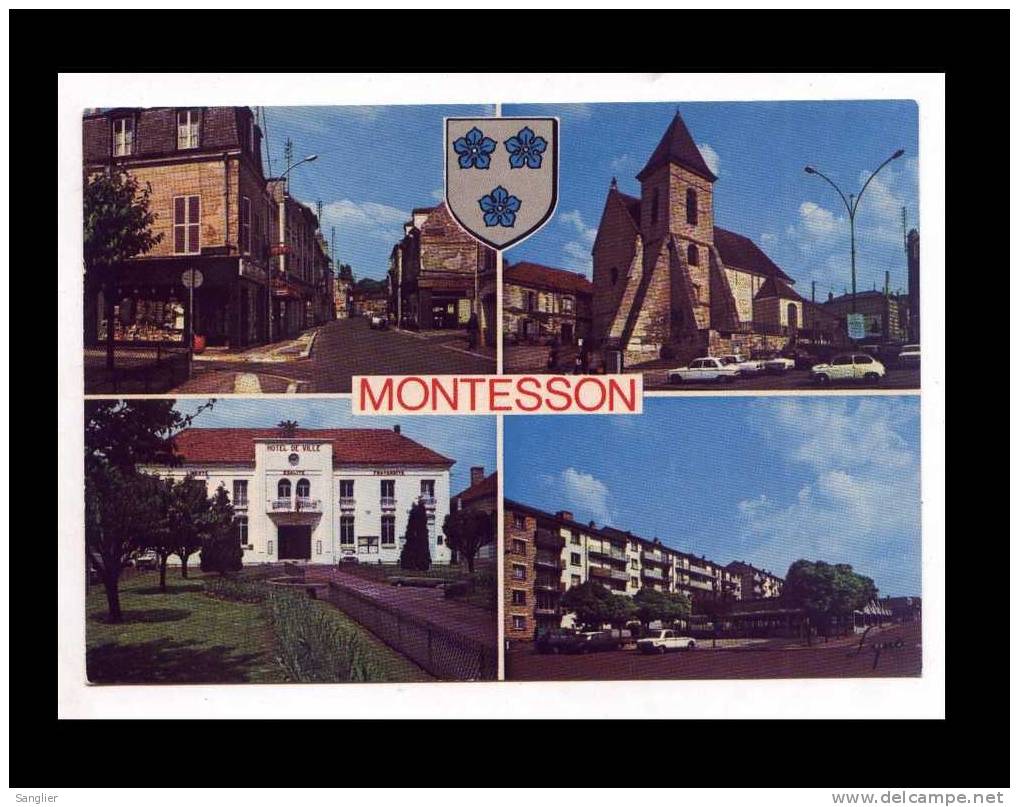MONTESSON N° 5 - LA RUE GENERAL LECLERC - L'EGLISE - LA MAIRIE - LA PLACE PAUL DEMANGE - Montesson